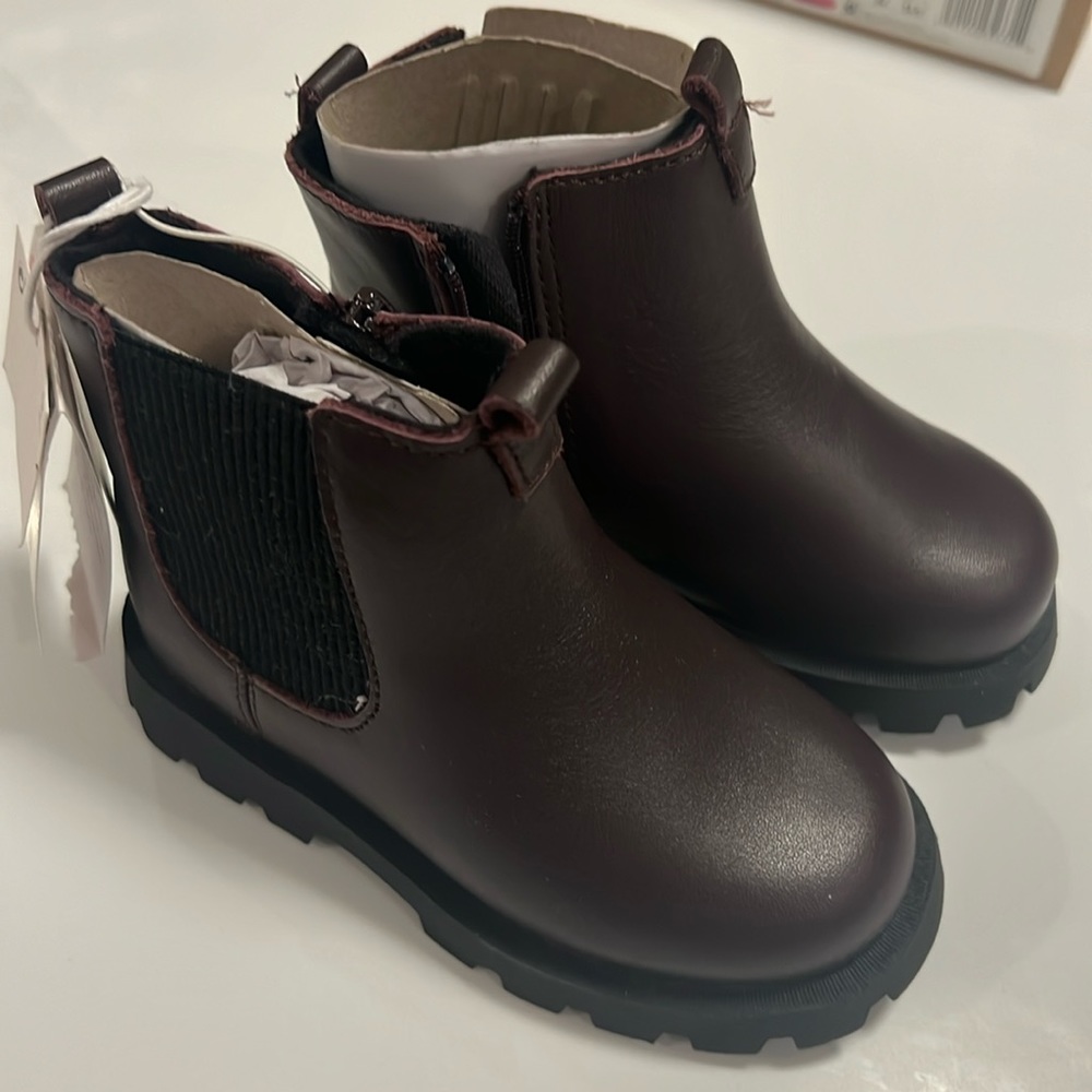 Zara NWT kids brown zip up boots Size 7